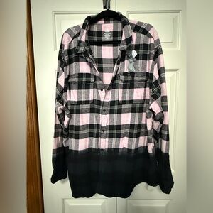 Disney - Adorable Ratatouille Black and Pink Plaid Button Down Shirt